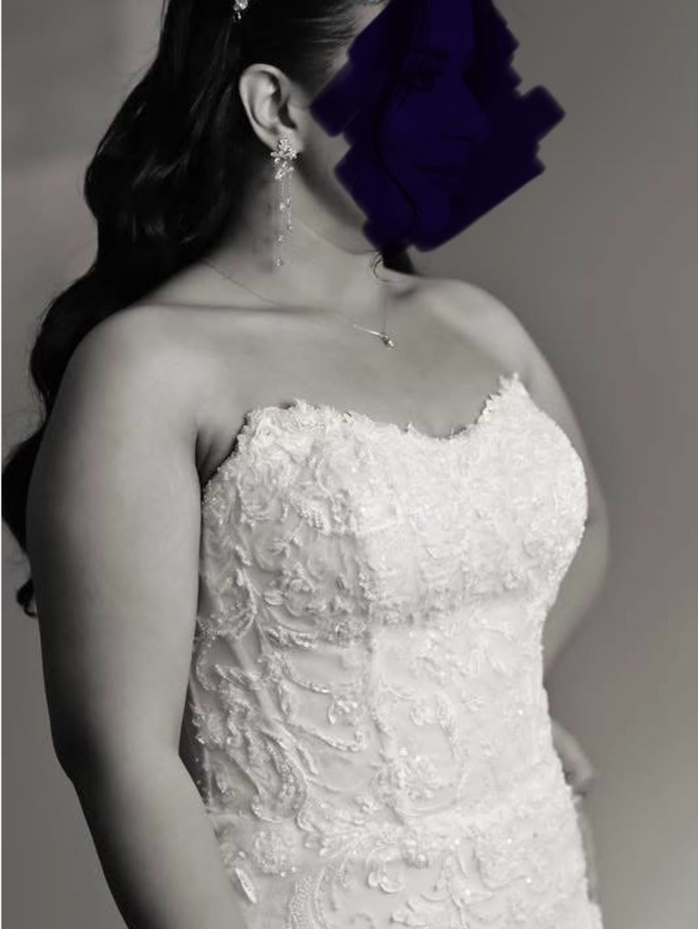 L'Amour Strapless Beaded Lace Bridal Gown in Ivory